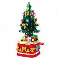 Ensemble de blocs de construction en forme de sapin de Noël, 393 pièces, briques DIY, boîte à musique rotative, décoration de table de Noël, cadeau pour enfants et adultes
