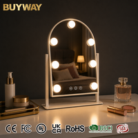 Miroir de maquillage Hollywoodien arqué avec ampoules LED, tactile intelligent et à intensité variable, pour coiffeuse et usage domestique