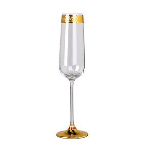 <span class=keywords><strong>Verre</strong></span> à eau et à vin en cristal électro-plaqué de haute qualité, avec bord doré, cadeau de mariage, vente en gros d'usine - Product Image 5