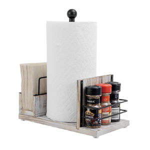 Ensemble de vaisselle tout-en-un en bois blanchi et en métal pour serviettes de table et porte-serviettes en papier - Product Image 3