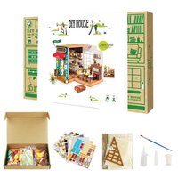 Robotime Rolife Mini Toy 3D Puzzle Kayu DG109 Simon's Coffee Model Kit DIY Rumah Boneka Miniatur