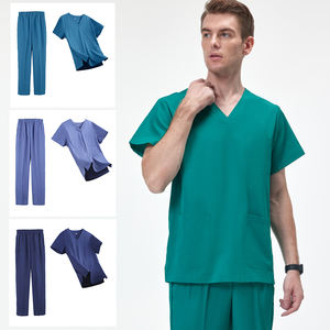 ชุดยูนิฟอร์มแพทย์คอวีสำหรับผู้ชาย เนื้อผ้านุ่ม แห้งเร็ว ชุดสครับพยาบาล ชุดสครับสำหรับห้องปฏิบัติการทันตกรรม โพลีเอสเตอร์ผสมสแปนเด็กซ์ - Product Image 3
