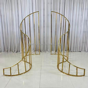 Arche <span class=keywords><strong>de</strong></span> mariage en métal <span class=keywords><strong>de</strong></span> haute qualité, cadre en spirale doré, grand support <span class=keywords><strong>de</strong></span> toile <span class=keywords><strong>de</strong></span> fond incurvé pour cérémonie, fête, événement, décoration <span class=keywords><strong>de</strong></span> scène - Product Image 2