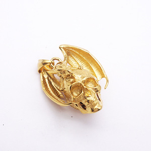 Collier Pendentif Crâne Ailé du <span class=keywords><strong>Diable</strong></span> <span class=keywords><strong>de</strong></span> Pâques Vintage en Acier Inoxydable Plaqué Or 18 carats, Bijoux <span class=keywords><strong>de</strong></span> Mode Raffinés pour Hommes, Vente en Gros - Product Image 4