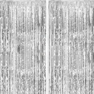 Rideau de franges en feuille d'aluminium argentée pour fête, mariage, anniversaire, Noël, décorations de photomaton - Product Image 1