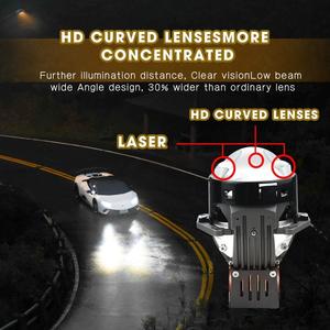 Đèn pha chiếu LED 3 inch 95W 12V ba tia <span class=keywords><strong>laser</strong></span> 6000K, đèn sương mù ô tô, lắp đặt trực tiếp không mất độ chính xác, thấu kính trong suốt, sáng mạnh - Product Image 5