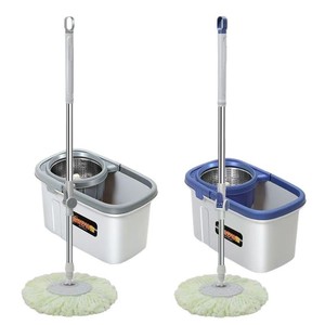 Serpillère rotative mains libres à double entraînement avec <span class=keywords><strong>assistance</strong></span> hydraulique, seau en acier inoxydable et manche télescopique pour usage domestique - Product Image 4