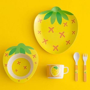 Unbreakable Bamboo Fiber Lightweight Dinnerware Sets Biodegradable <b>Kids</b> Pineapple <b>Plate</b> <b>Bowl</b> Cup <b>and</b> Cutlery - Product Image 2