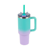 Gobelet de voyage réutilisable en acier inoxydable de 40oz Style américain Double paroi isolée sous vide avec poignée et paille