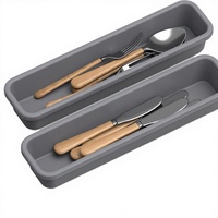 Organisateur de tiroir en silicone pour couverts, forme ovale, montage sur table, combinaison libre DIY, résistant à l'humidité