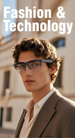 Lunettes Intelligentes Ultralégères Demi-cerclées avec Audio, Verres Photochromiques, Protection UV, Musique Sans Fil, Appels et Contrôle Tactile