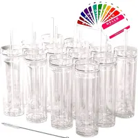 Прозрачный Акриловый стакан с двойными стенками объемом 16 унций, пластиковый стакан со снежинками, чашка с соломинкой и крышкой, стакан, чашки оптом