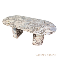 Cammy Stone Natürlicher Ozeansturm-Marmor Ovaler Esstisch Modernes Design Multifunktionales Wohnmöbel für Apartments und Villen