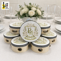 Lot de tambourins en bois à une rangée de 4 pouces, personnalisables avec broderie, mini cadeaux de mariage, fournitures artisanales
