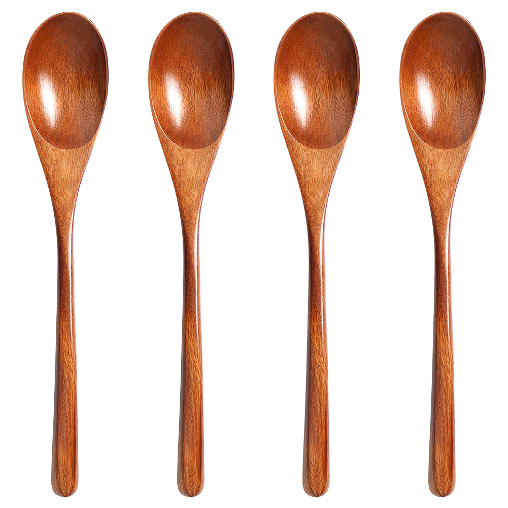 Cuchara de madera para mezclar y cocinar, accesorio de cocina respetuoso con el medio ambiente, mango largo japonés, cucharas para servir sopa de madera a granel