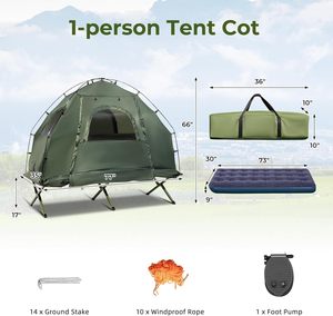 Cắm trại Lều cot, 5-trong-1 Gấp Cắm Trại giường với nệm không khí, gối, Túi ngủ, không thấm nước cao Lều nơi trú ẩn - Product Image 6