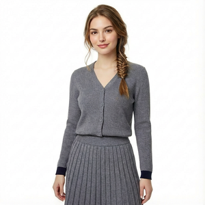 مجموعة نسائية للخريف والشتاء على الطراز الجامعي من قطعتين تنورة طويلة بطيات الركبة - Product Image 1