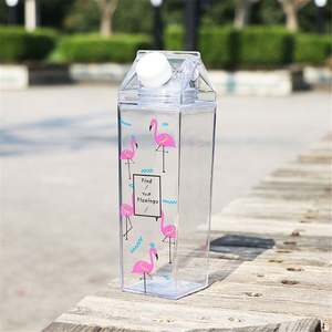 Transparent Square Double Wall <b>Clear</b> Plastic Acrylic Milk Carton Bottle 17Oz 34Oz Milk Carton Shaped Beverage Bottle - Product Image 5