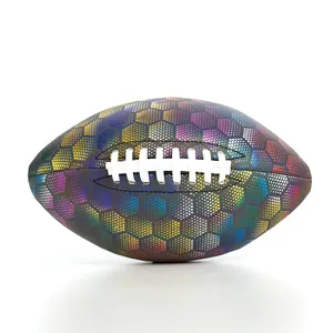 Holographic Custom Logo Glowing Reflective Offical Size American Football Rugby Wholesale Original Factory