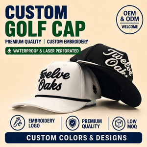 Robust Construction 5 Panel Solid Waterproof Golf <b>Cap</b> Custom Embroidery Logo Low MOQ OEM <b>Quick</b> <b>Dry</b> High Density Fabric Sports Pi - Product Image 1