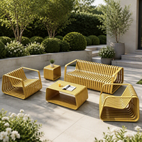 Ensemble table et banc d'extérieur tendance en métal, sièges de loisirs pour hôtel, terrasse, parc urbain, allée
