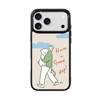 Coque de téléphone AG Feeling Black Edge avec motif Gilding Good Day pour iPhone 17, 17 Pro Max, 16 Pro, 15 – Coque magnétique