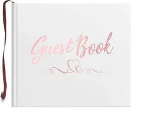 Bloom Daily Planners Wedding Guest Book Sign-in Registry Guestbook Planner - White Cover With Gold Foil Hardcover Book