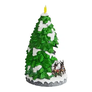 Wholesale Led Christmas Village House Musical Christmas LED Tree Shop With Turning Function For Seasonal Decor And Gift