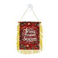 Mini-drapeaux de Noël pour voiture, à suspendre à la fenêtre avec ventouse
