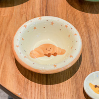 Plat à trempette en céramique de 4 pouces, style nordique, motif fruit mignon, peint à la main, pour voyage, fondue chinoise, sauce soja, vinaigre et assaisonnements