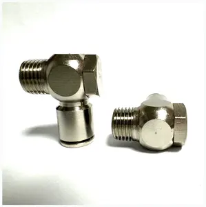 Pneumatic Nickle Plated Brass Fitting 90 Degree Air Hose Tee Pipe Fittings Connector