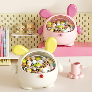 Cute Mini Transparent Toy Box With Lid Round Shape Desktop Organizer For Blind Boxes And Collectibles - Product Image 4