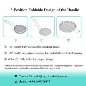 ช้อนโฟมกระชอนกรองน้ำมันสำหรับทอดกระชอนที่ตกค้างที่จับพับได้เครื่องมือในครัวอาหารตาข่ายสแตนเลสเกรดอาหาร - Product Image 5