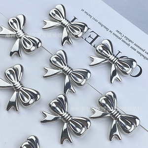 Silver Electroplated <b>Bow</b> Decorations Acrylic Women <b>Shoe</b> Accessories Summer 2025 Chaozhou Origin - Product Image 4
