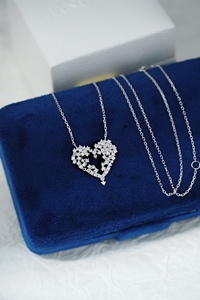 Ensemble de bijoux en or blanc 18 carats en forme de cœur Xinfly, or AU750, bijoux de famille, collier, boucles d'oreilles et bague, cadeau, bijoux fins - Product Image 1