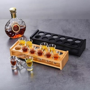 Bandeja de Servicio Moderna de Bambú, Tipo Soporte, Juego de Vasos Pequeños para Whisky, Espresso, Vino, Regalo para el Día del Padre - Product Image 4