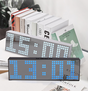 Horloge numérique à matrice de points LED horizontale, 2 pièces, réveil, commande sonore, veilleuse, compte à rebours, compte à rebours, chambre à coucher, bureau - Product Image 3