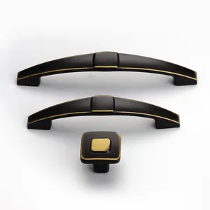 96 128mm Modern Simple Black Kit Cabinet Wine Cabinet Door Handle Gold Drawer Cabinet Cupbord Dresser Pull Knob 5"