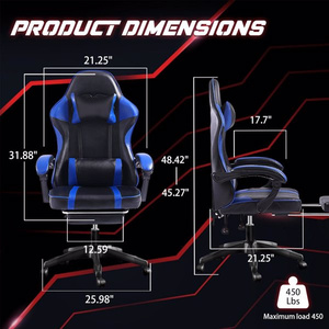 Silla de Juego DB, Silla de Oficina Ergonómica Reclinable de Cuero PU con Reposapiés y Altura Ajustable para Adultos - Product Image 3