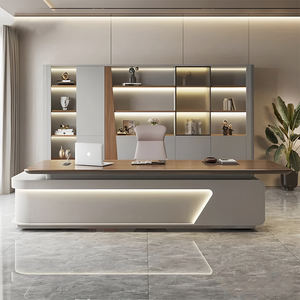 Set di Mobili per Ufficio Design Moderno Scrivania Direzionale e Sedia Mobili per Ufficio a Forma di L Tavoli e Sedie Modulari in Legno - Product Image 2