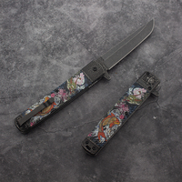 Couteau pliant à manche en acier imprimé en 3D, lame Tanto en acier inoxydable 3Cr13, motif Koi japonais, couteau de poche EDC, DIY OEM, haute qualité