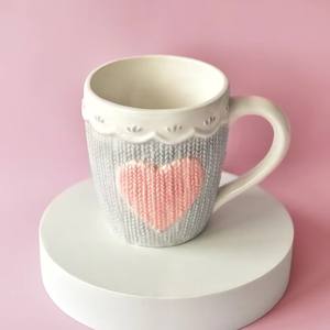 Taza de Cerámica para el Día de San Valentín, Taza de Agua en Forma de Corazón, Diseño Creativo en Relieve, Taza para el Desayuno en Casa, Taza para Parejas - Product Image 3