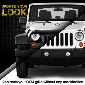 Vente chaude Eagle Eye Design ABS Noir <span class=keywords><strong>Angry</strong></span> Face Grill Accessoires de voiture Grille de pare-chocs avant de voiture pour 2007-2017 <span class=keywords><strong>Jeep</strong></span> Wrangler JK - Product Image 6