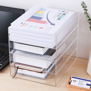 Khay Đựng Tài Liệu <span class=keywords><strong>Acrylic</strong></span> Có Thể Xếp Chồng Lên Nhau 4 Tầng Khay Sắp Xếp Tài Liệu Văn Phòng Để Bàn, Không Cần Lắp Ráp Khay Sắp Xếp Tài Liệu - Product Image 5