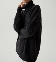 Pull en cachemire à col roulé pour femme, épais et chaud, pull en cachemire surdimensionné, tricoté