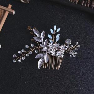 بيع بالجملة أزياء الزفاف مجوهرات ورقة زهرة الشعر التبعي للنساء مصنوعة من حجر الراين - Product Image 5