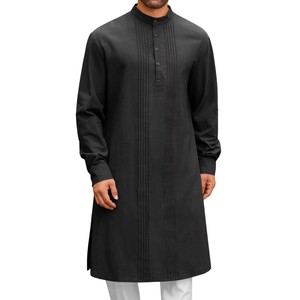 <span class=keywords><strong>Camisa</strong></span> Larga de Estilo Árabe para Hombre, Túnica Musulmana, Túnica Informal Transpirable para Hombre, Vestido Sencillo - Product Image 3