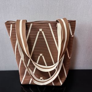 Bolso de Hombro Tipo Tote de Punto a Rayas de Dos Tonos, Resistente al Agua, para Mujer, Venta al Por Mayor, Tamaño Grande - Product Image 6