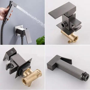 Pistola de diseño moderno gris cepillado musulmán montado en la pared grifo de bidé ducha de pulverización fría y caliente Shattaf WC rociador conjunto para Baño - Product Image 3