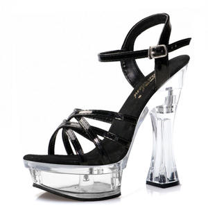 Sandalias de Plataforma con Tacón Grueso y Pedrería para Bailarinas Exóticas, Estilo Gladiador, Punta Abierta, 14 cm, Talla Grande - Product Image 2